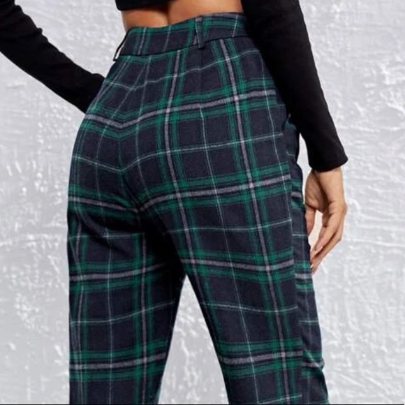 NWT Shein Slant Pocket Tartan Pants - Picture 3 of 7